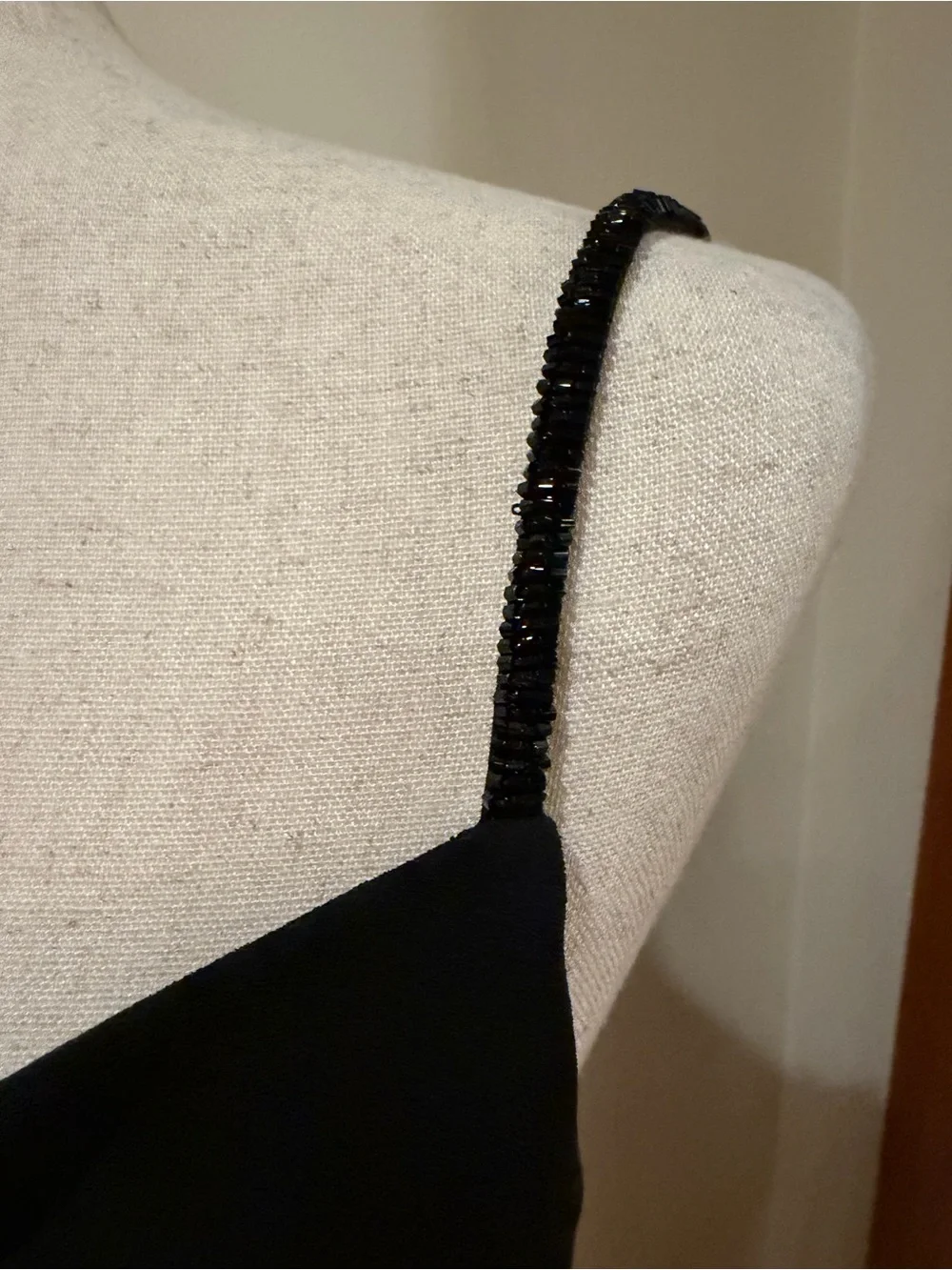 Banana Republic Black Cowl-Neck Satin Midi Slip Dress with Sequin Straps